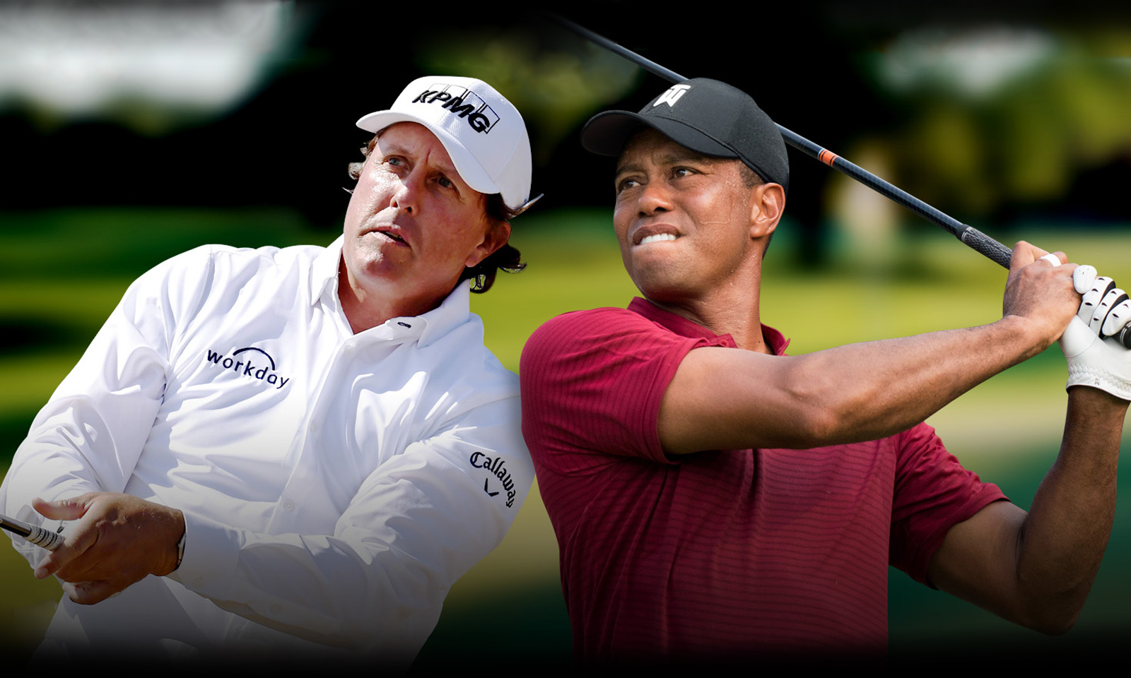 Golf legends Tiger Woods and Phil Mickelson 