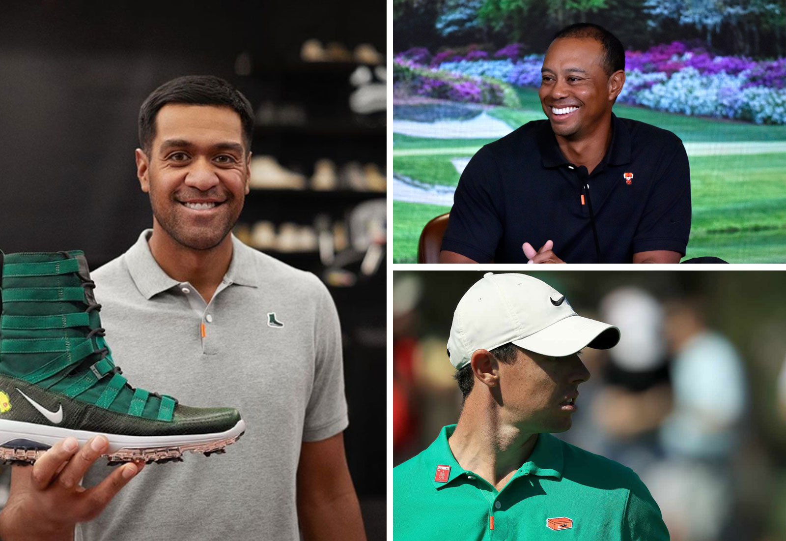 Nike staffers Tiger Woods, Rory Mcilroy, and Tony Finau