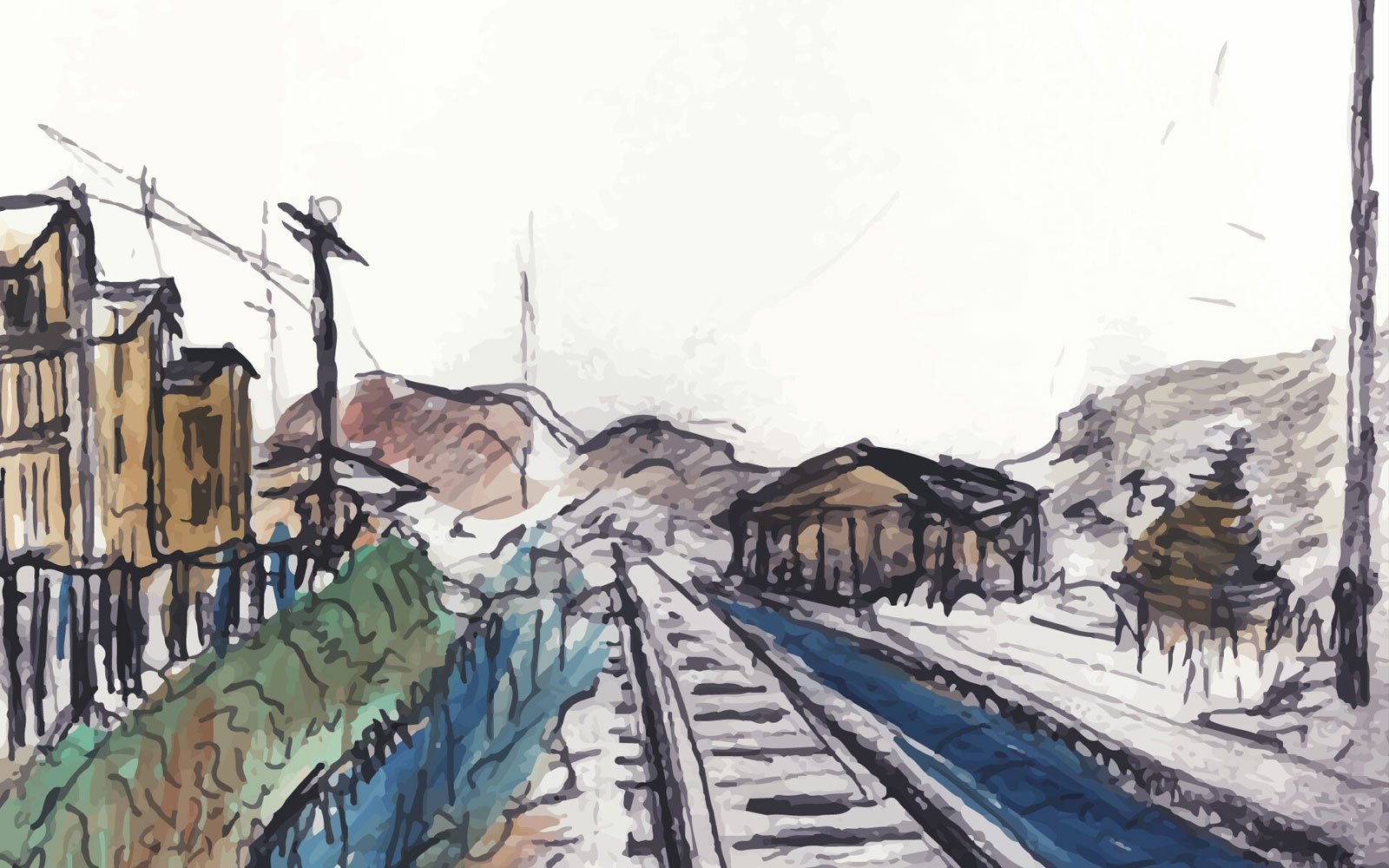Train Tracks Painting