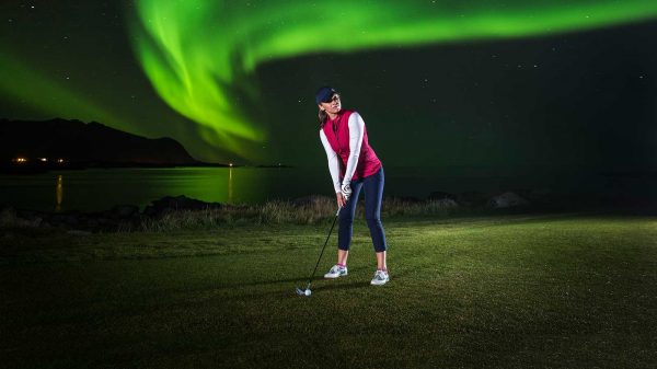 Kjus Golf Under the Northern Lights Display