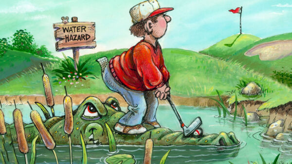 Artist Gary Patterson Captures the Humor of Golf Water Hazard