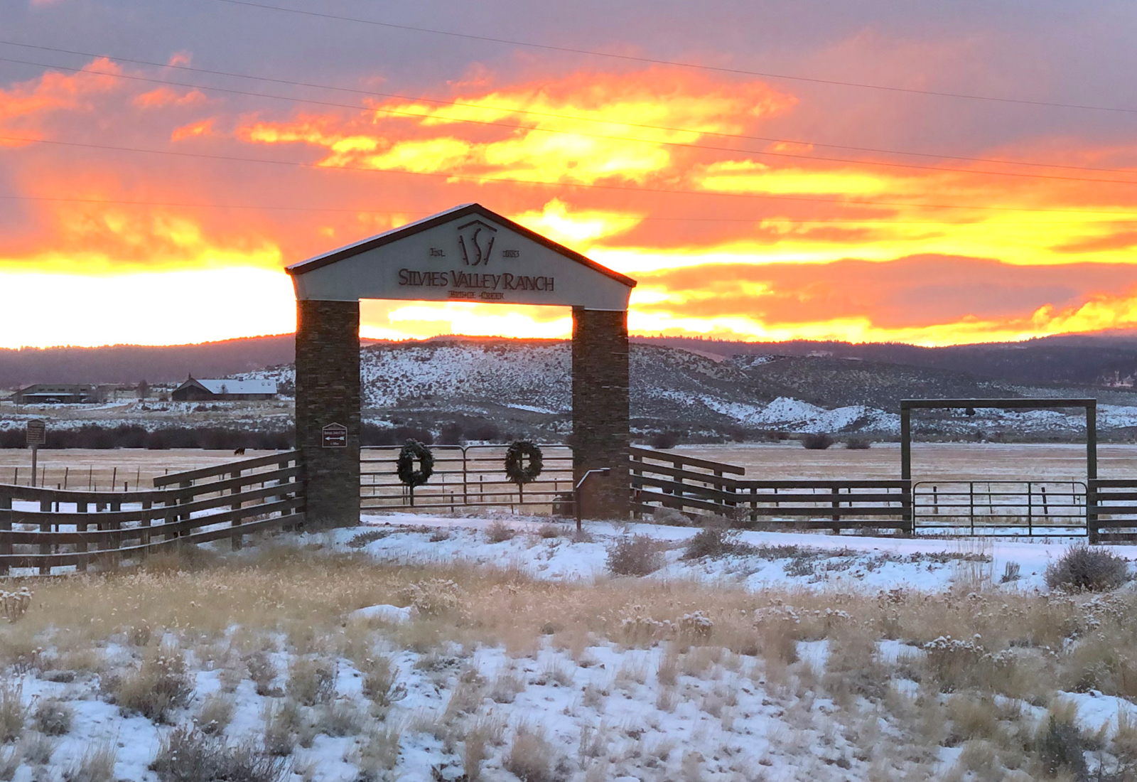 winter sunset at Silvies Valley Ranch