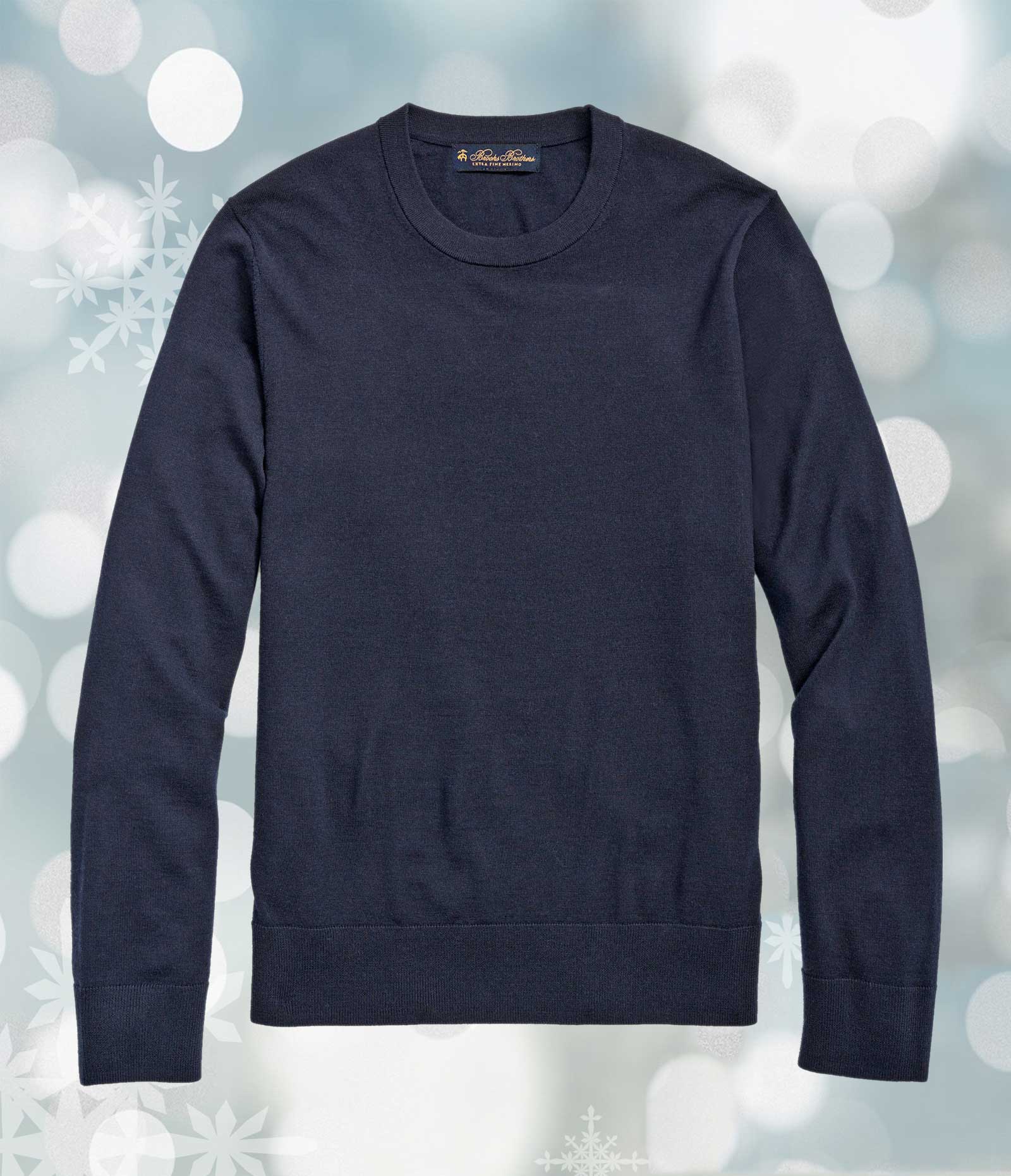 2023 Holiday Gift Guide-Brooks Brothers Fine Merino Wool Crewneck Sweater 