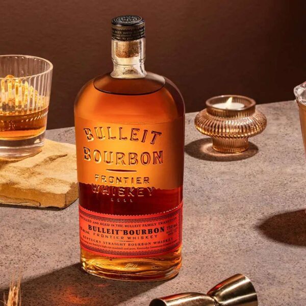 Bulleit Bourbon Bottle and Mixer